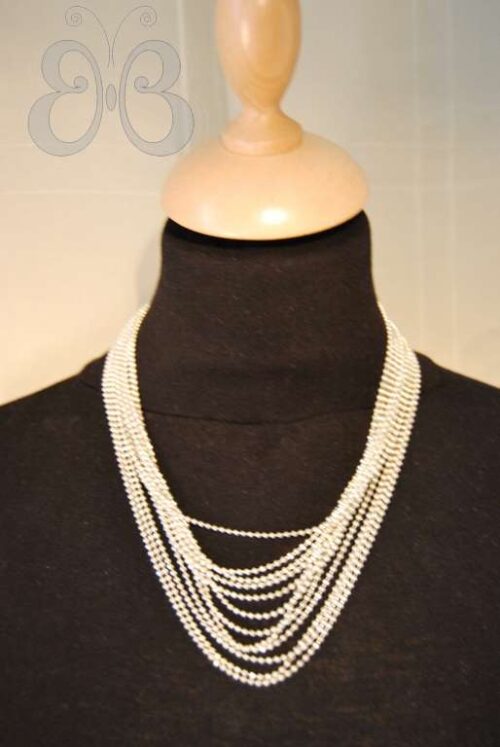 Collier multi-rang argent