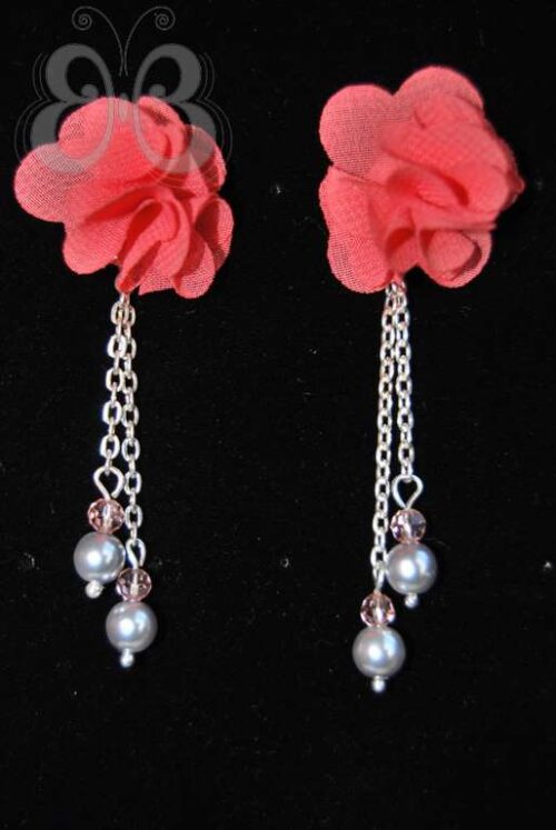 boucles d'oreilles fleur rose