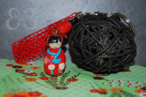 porte clef japonaise kimono rouge