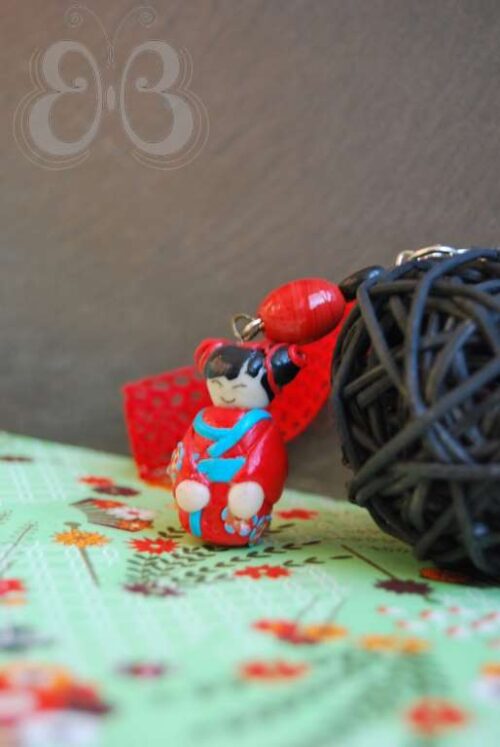 porte clef japonaise kimono rouge