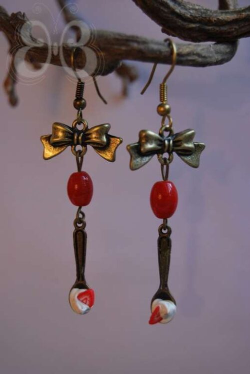 Boucles d'oreilles chantilly à la fraise