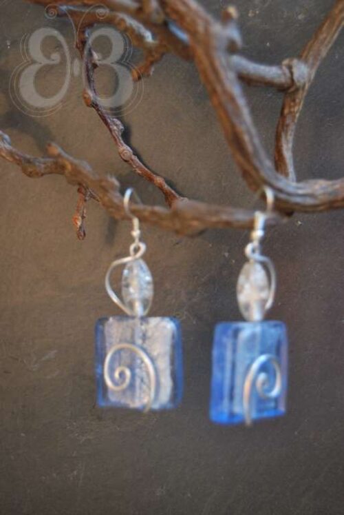 Boucles d'oreilles carrée bleu