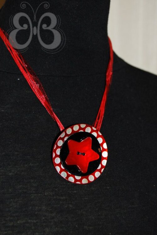 Collier nacre rouge et noir