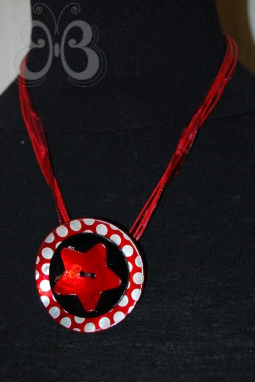Collier nacre rouge et noir