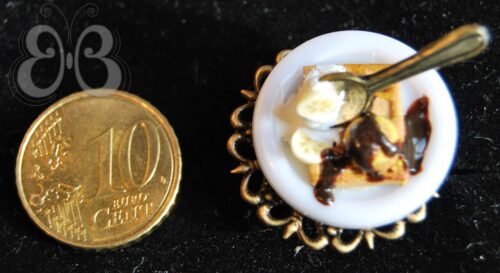 Bague polymère gourmande Gaufre banane chocolat