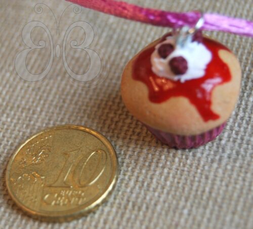 Collier cupcake framboise