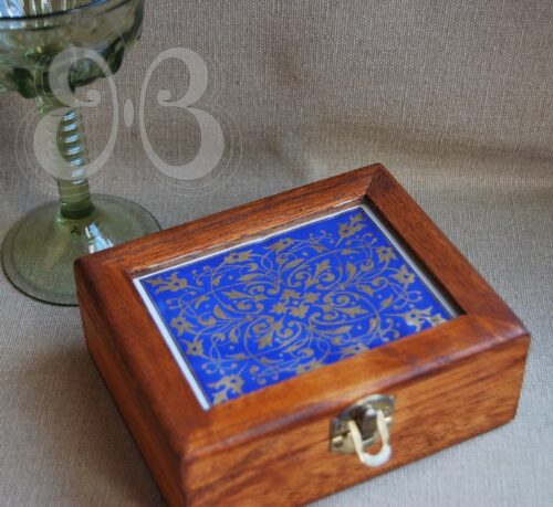 coffret enluminure néogothique "bleu et or"