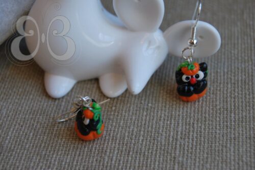 Boucles d'oreilles Chat dans la citrouille