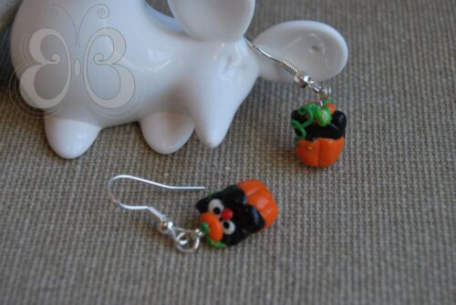 Boucles d'oreilles Chat dans la citrouille