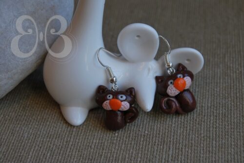 Boucles d'oreilles chat noir