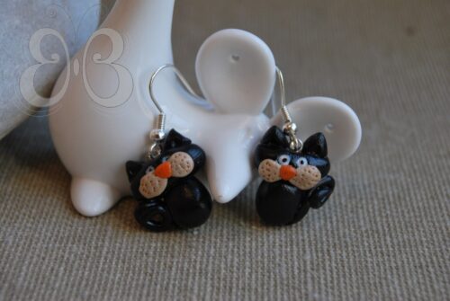 Boucles d'oreilles chat noir