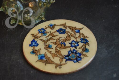 dessous de verre enluminure persane bleue