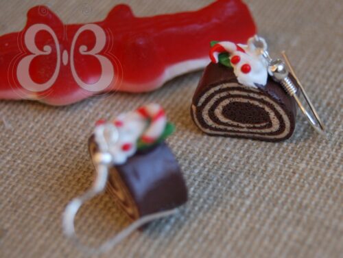 Boucles d'oreilles "buche de Noël"