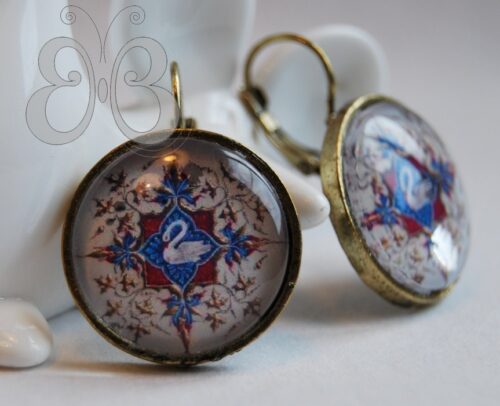 Boucles d'oreilles enluminure de cygne du Duc de Berry