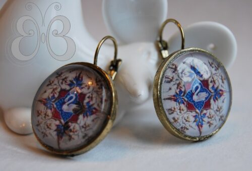 Boucles d'oreilles enluminure de cygne du Duc de Berry