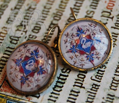 Boucles d'oreilles enluminure de cygne du Duc de Berry
