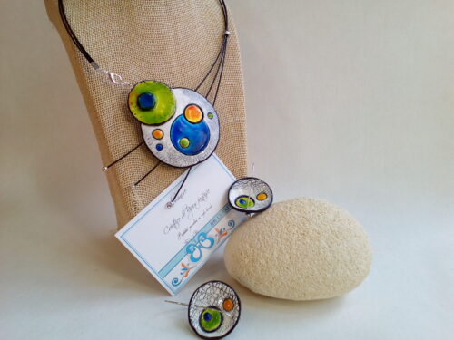 boucles d'oreilles ronde en polymère imitation céramique