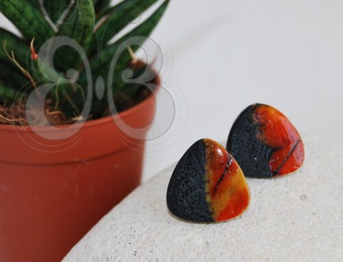 Boucles d'oreilles imitation éclat d'ambre et pierre de lave