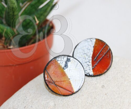 Boucles d'oreilles imitation ambre et raku