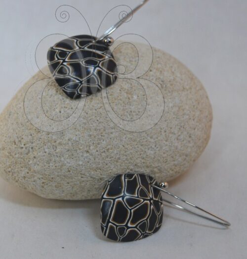 Boucles d'oreilles polymère inspiration carapace tortue bleu