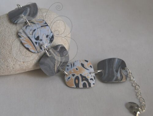 Bracelet polymère Mokumé Gané Gris
