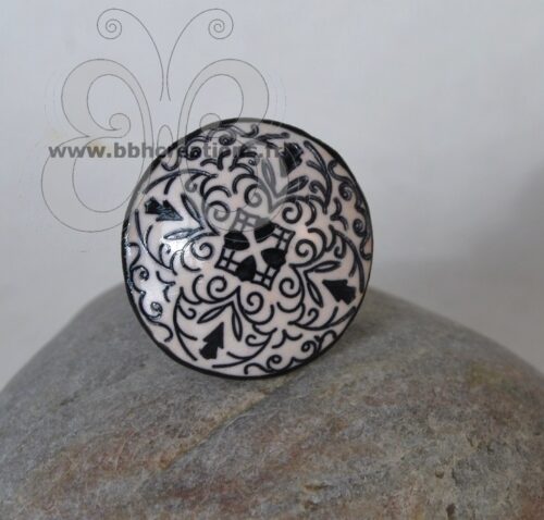 Bague réglable polymère blanche et noire