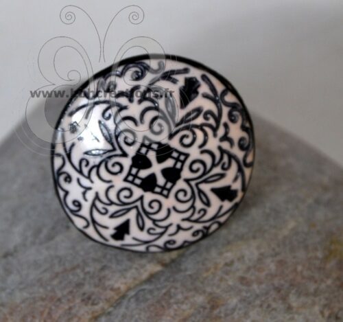 Bague réglable polymère blanche et noire