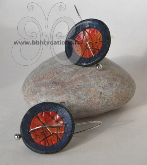 Boucles d'oreilles polymère effet jean's couture