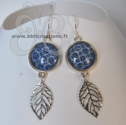 Boucles d'oreilles argent 925°° avec enluminure du 13éme siècle