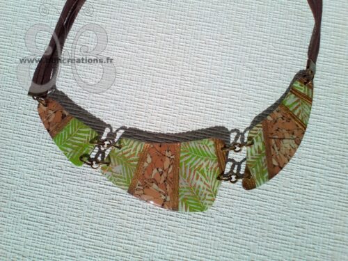 Collier plastron articulé en pâte polymère esprit tropique chic