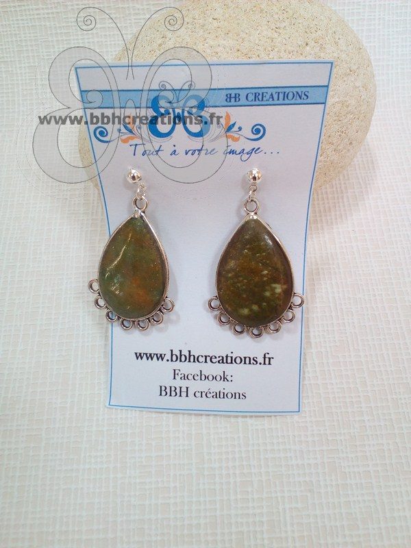 Boucles d'oreilles esprit indou et imitation pierre naturelle en polymère
