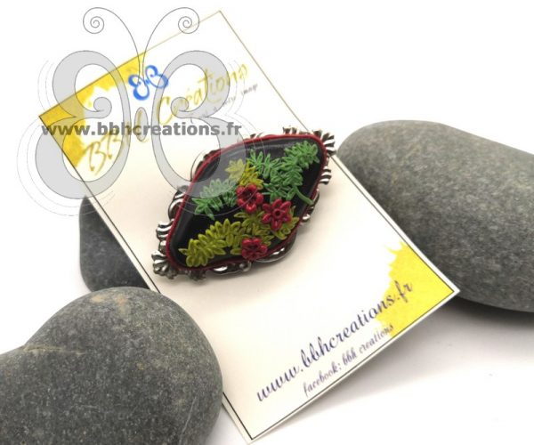 Broche en polymère "Fougères"