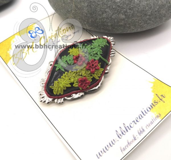 Broche en polymère "Fougères"