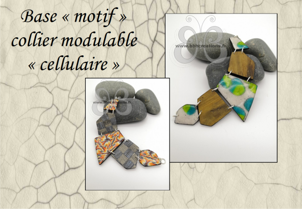 Base motif, collier plastron modulable 2 en 1 réversible, collection cellulaire