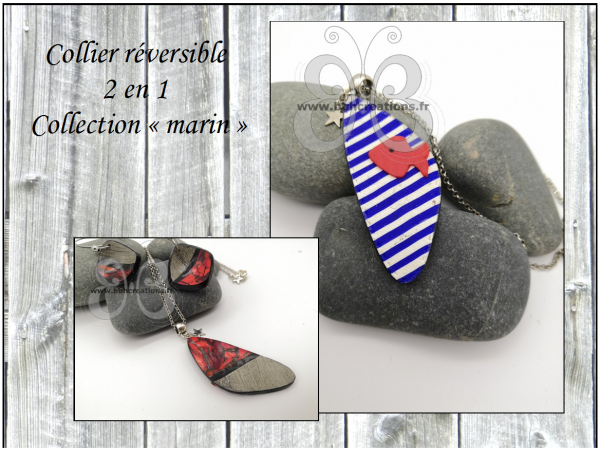 Collier réversible 2 en 1 collection "marin"