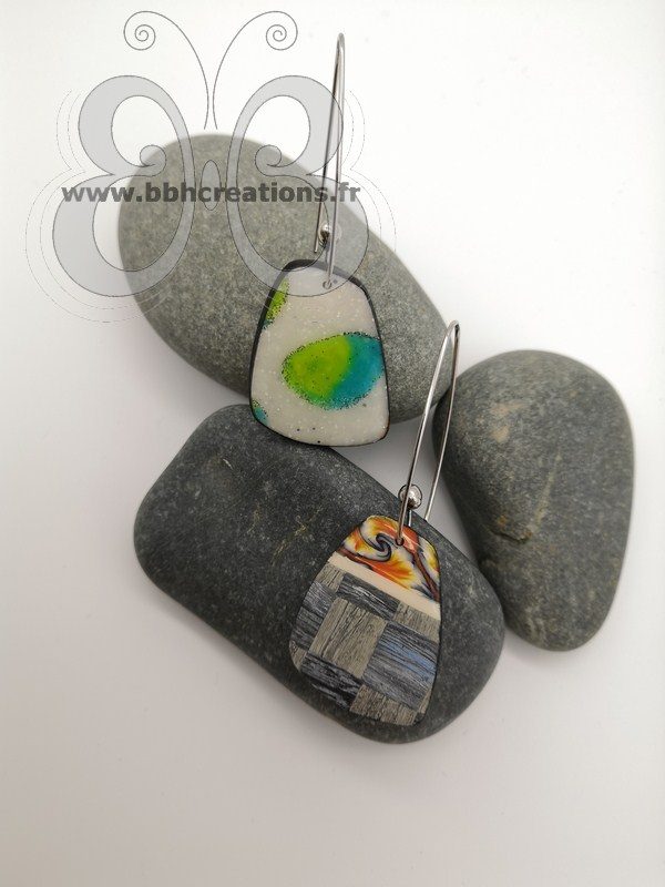 Boucles d'oreilles réversibles 2 en 1 collection cellulaire
