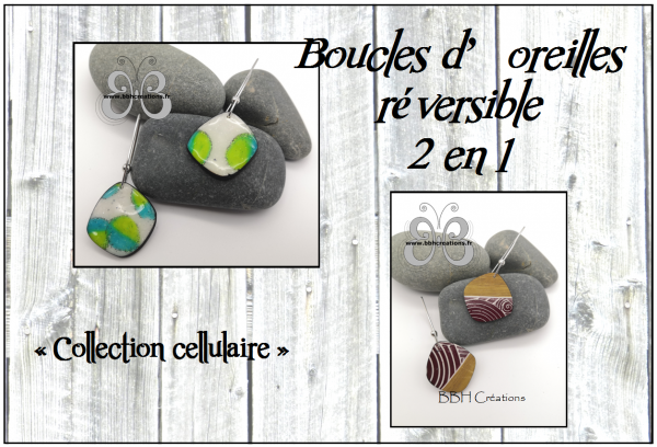 Boucles d'oreilles réversibles 2 en 1 collection cellulaire double saison